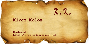 Kircz Kolos névjegykártya